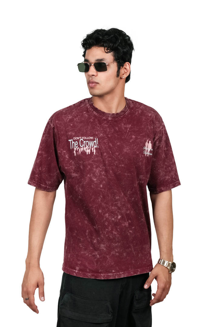 Ancient One Unisex Acid Wash Oversized Tee Maroon