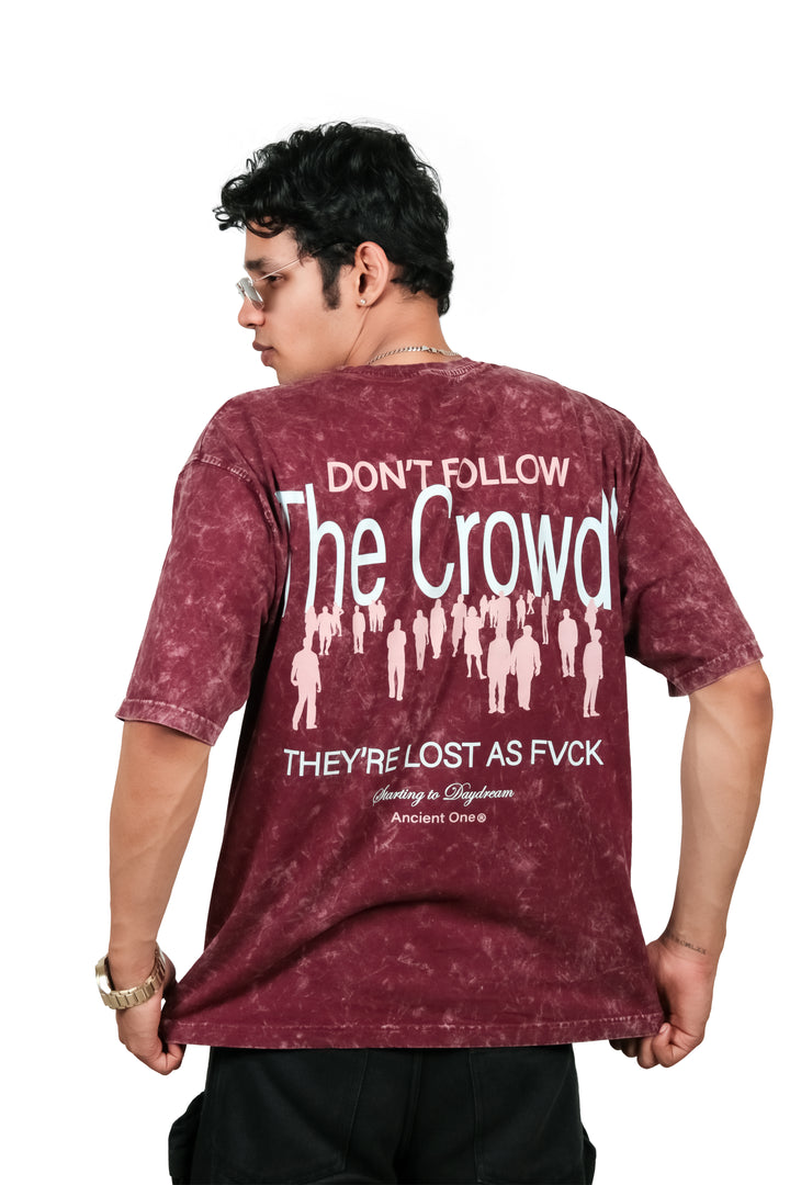 Ancient One Unisex Acid Wash Oversized Tee Maroon