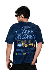 Load image into Gallery viewer, Ancient One Unisex Acid Wash Oversized Tee Navy Blue
