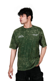 Ancient One Unisex Acid Wash Oversized Tee  Bottle Green